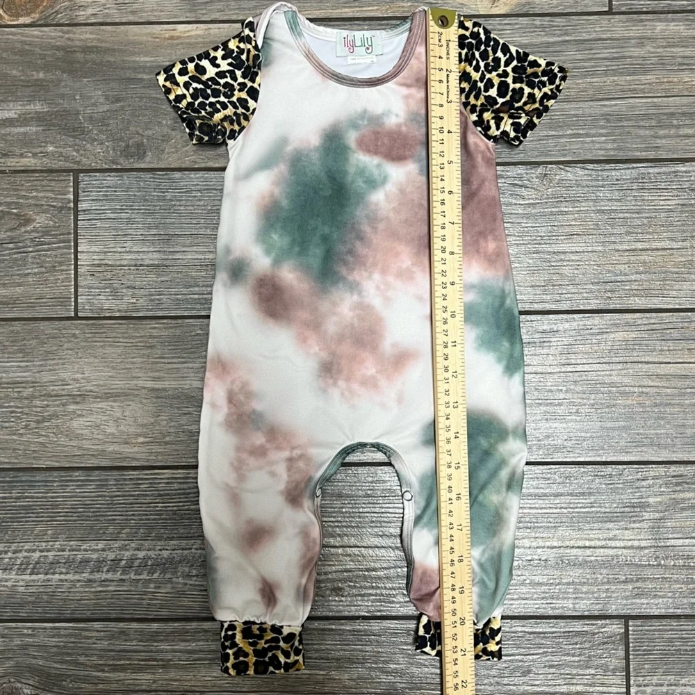 Ily Lily Boutique Romper 6-9 months Leopard & Tye Die One Piece Outfit Snaps